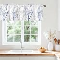 Tree Branch Kitchen Valances for Windows, Rod Pocket Sheer 42x12 in