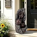 Tree Trunk & Jar Outdoor Water Fountain, Resin with LED, 18.7 in