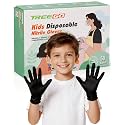 TREEGO 5Mil Kids Disposable Nitrile Gloves, Black, XS, 50 Count