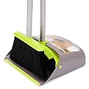 TreeLen Broom and Dustpan with Long Handle for Office and Home, Vertical Use for Cleaning