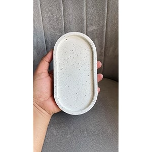 treetrunk concrete oval trinket tray  jewellerymakeuptable organizer l home decor l candle tray  multipurpose 1881022cm splatter effect