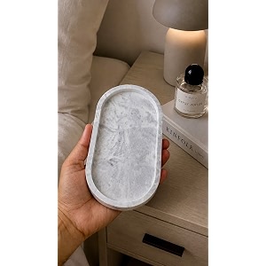 treetrunk concrete oval trinket tray  jewellerymakeuptable organizer l home decor l candle tray  multipurpose 1881022cm gampw marble