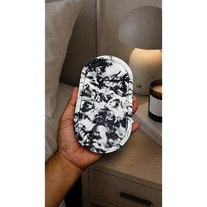 treetrunk concrete oval trinket tray  jewellerymakeuptable organizer l home decor l candle tray  multipurpose 1881022cm bampw marble