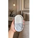 TREETRUNK® Concrete Oval Trinket Tray | Jewellery/Makeup/Table Organizer l Home Decor l Candle Tray | Multipurpose (18.8×10.2×2cm) (White B&W) (Splatter Effect)