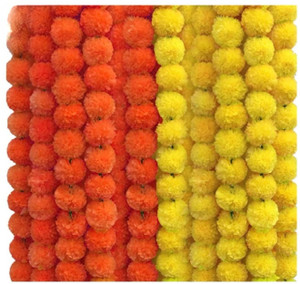 treewing 10 pcs indian handmade marigold garland flowers for decoration genda phool handcrafted garland