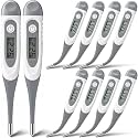 TrelaCo 10 Pcs Digital Thermometer Bulk for Adults, Light Gray