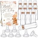 Trelaco 12 Pcs Bear Theme Cool Baby Shower Game Bottle Chug Wooden Sign Set