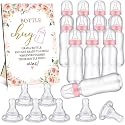 Trelaco 12 Pcs Floral Theme Baby Shower Games Bottle Chug Wooden Sign Set