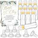 Trelaco 12 Pcs Greenery Cool Baby Shower Game Bottle Chug Wooden Sign Set
