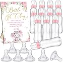 Trelaco 12 Pcs Pink Baby Shower Games Elephant Bottle Chug Wooden Sign Set