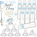 TrelaCo Blue Elephant Cool Baby Shower Games Bottle Chug Sign Wooden Elephant Theme Gift Sets Gender Reveal Party Favors and 12 Pcs Baby Bottle Shower Favor for Games Gender Reveal