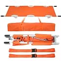 TrelaCo Folding Stretcher 81 x 21.3 x 5.4 Inch Aluminum Alloy Collapsible Gurney Emergency Portable Stretcher with Heavy Duty Handles Rubber Feet for Ambulance Patient Transport, Orange