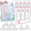 TrelaCo Mermaid Cool Baby Shower Games Bottle Chug Sign Wooden Mermaid Theme Gift Sets Gender Reveal Party Favors and 12 Pcs Baby Bottle Shower Favor for Games Gender Reveal