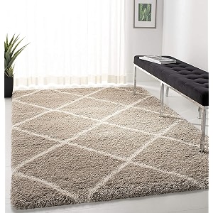 Trellis Design Microfiber Hand Woven Shaggy Carpet