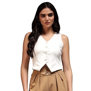 Trend Arrest.ed Womens V-Neck Waistcoat Button-Down
