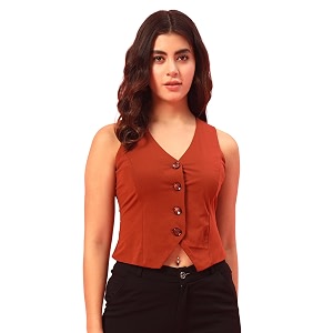 Trend Arrest.ed Womens V-Neck Waistcoat Button-Down