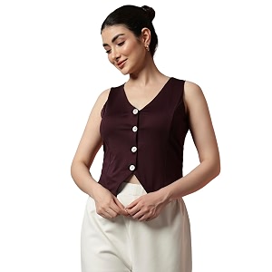 Trend Arrest.ed Womens V-Neck Waistcoat Button-Down