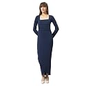 Trend Arrest.ed Women's Bodycon Midi Dress | Square Neck Wrap Style | Stretchable | Full Sleeve Fitted Dress for Party, Evening, Casual Outings & Date Night