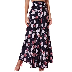 Trend Arrest Navy Blue Printed Flared Palazzo