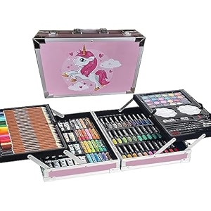space colouring kit-145 pieces art drawing crayon colour kids amp adults coloured pencils markers crayons watercolor painting set great gift space blue art supplies box