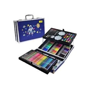 space colouring kit-145 pieces art drawing crayon colour kids amp adults coloured pencils markers crayons watercolor painting set great gift space blue art supplies box