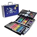 Space Colouring Kit-145 Pieces Art Drawing Crayon Colour Kids &amp; Adults Coloured Pencils Markers Crayons Watercolor Painting Set Great Gift Space Blue Art Supplies Box