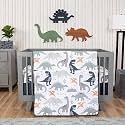 Trend Lab Prehistoric Dinos 3 Piece Crib Bedding Set, Can Be Used As A Blanket Or A Playmat for Tummy Time, Includes Quilt, Fitted Crib Sheet and Skirt