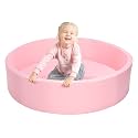 TRENDBOX Extra Large Soft Foam Ball Pit 51.2" x 11.8" (NO Balls) in Large Sponge Round Ball Pool Indoor Round Children Playpen - Light Pink