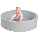 TRENDBOX Extra Large Soft Foam Ball Pit 51" x 11.8" (NO Balls) in Large Sponge Round Ball Pool Indoor Round Ball Pits Children Playpen - Light Gray