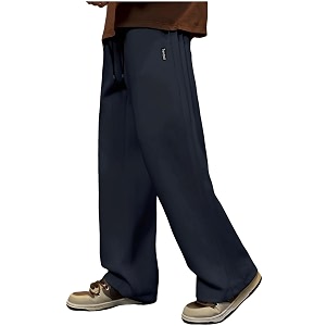 Mens Loose Fit Wide-Leg Joggers Pintuck