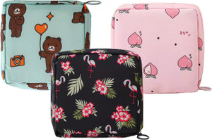 trendegic travel sanitary napkin pouch pad cosmetic makeup jewellery storage pouch holder travel toiletry kit