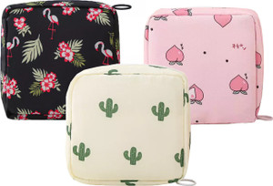 trendegic travel sanitary napkin pouch pad cosmetic makeup jewellery storage pouch holder travel toiletry kit