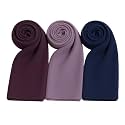 Trending Chiffon Georgette Hijab Combo Pack of 3 Women &amp; Girls | Soft Malaysian Head Wrap Collection | Lightweight Plain Fancy Abaya Scarf Set | Elegant Shawl Stole Dupatta for College, Casual, Party