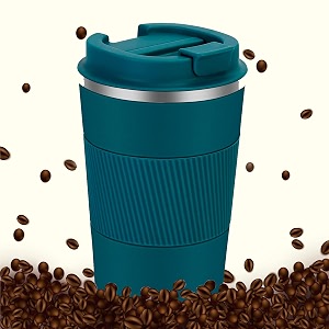 trending coffee travel mug insulated coffee cup with leakproof lid vacuum insulation stainless steel reusable for hot cold coffee water and tea thermal mug with non-slip protective cover 510ml
