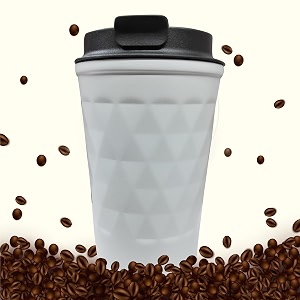 trending coffee travel mug vacuum insulated tumbler with leakproof flip lid for hot and cold water tea in travel car office school camping 350ml white