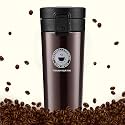 TRENDING Coffee Travel Mug, Insulated Coffee Cup with Leakproof Lid, Vacuum Insulation Stainless Steel Reusable for Hot Cold Coffee, Water, and Tea, Thermal Mug with Non-Slip Protective Cover, 380ml
