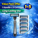 TRENDLER 5-Blade Cartridge Razor with Replacement Cartridges