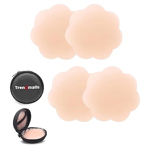 trendmalls nipple cover - sticky adhesive silicone nipple pasties - reusable pasty nipple covers for women with travel box