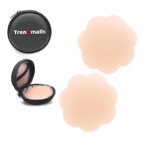 trendmalls nipple cover - sticky adhesive silicone nipple pasties - reusable pasty nipple covers for women with travel box