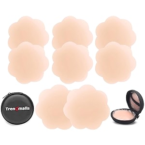 trendmalls nipple cover - sticky adhesive silicone nipple pasties - reusable pasty nipple covers for women with travel box