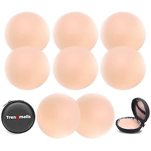trendmalls nipple cover - sticky adhesive silicone nipple pasties - reusable pasty nipple covers for women with travel box
