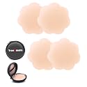 TRENDMALLS Nipple Cover - Sticky Adhesive Silicone Nipple Pasties - Reusable Pasty Nipple Covers for Women with Travel Box
