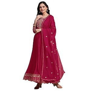 TRENDMALLS Womens Art Silk Embroidery Salwar Suit