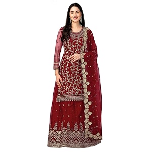 TRENDMALLS Womens Net Embroidery Salwar Suit Set