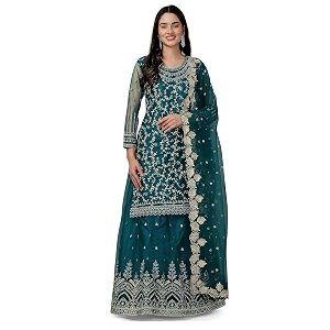 TRENDMALLS Womens Net Embroidery Salwar Suit Set