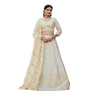 TRENDMALLS Womens Satin Sequin Embroidery Bridal Lehenga