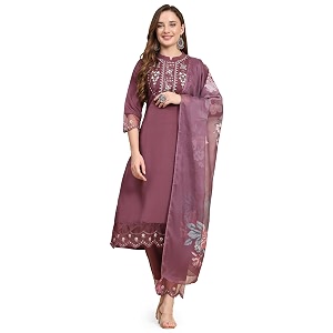 TRENDMALLS Womens Satin Silk Embroidery Salwar Suit