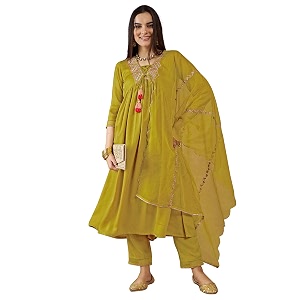TRENDMALLS Womens Satin Silk Embroidery Salwar Suit