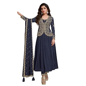 TRENDMALLS Womens Silk Blend Embroidery Sequence Work