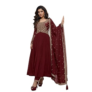 TRENDMALLS Womens Silk Blend Embroidery Sequence Work